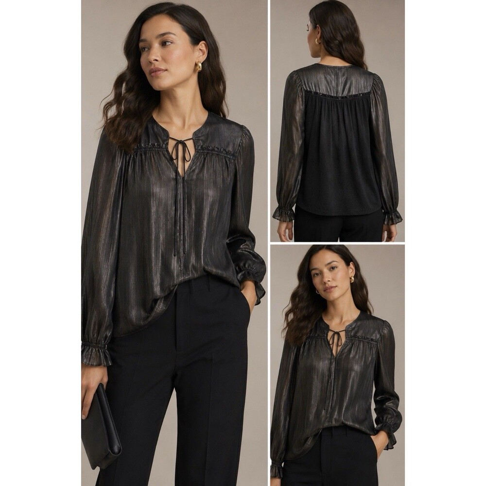 Anthropologie Current Air Metallic Stripe Blouse – Size Small (NWT)